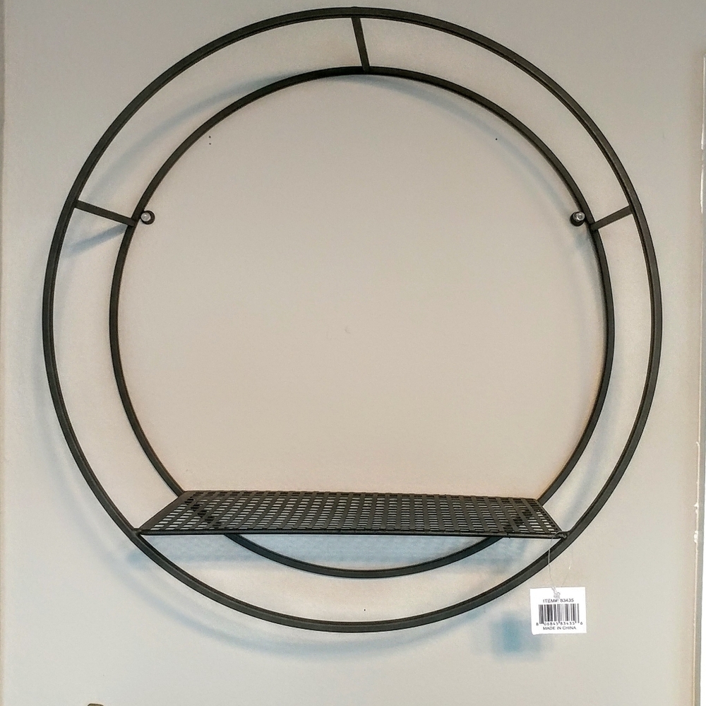 Set of 2x Minimal Circular Wire Wall Shelves